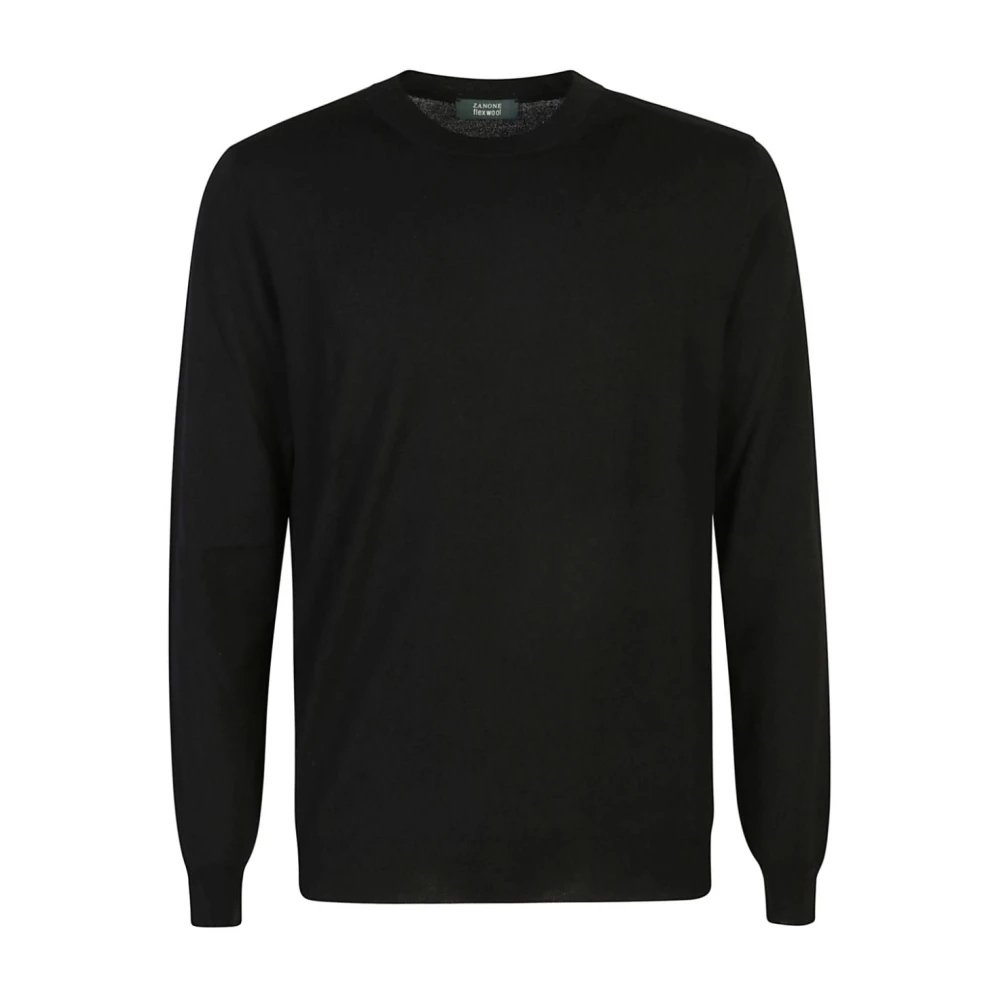 Zanone Zwart Crew Neck Sweater Black Heren