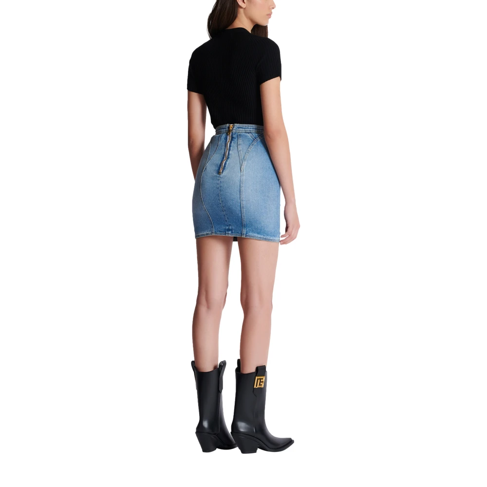 Balmain Geknoopte denim rok Blue Dames