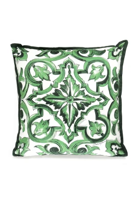 Maiolica Grön Kudde med Dragkedja