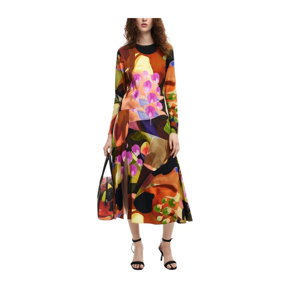 Desigual Elegante Viscose Jurk met Elastaanmix Multicolor Dames