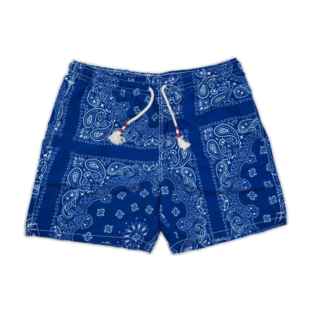 MC2 Saint Barth Navy Blue Bandana Print Swim Shorts Multicolor Heren