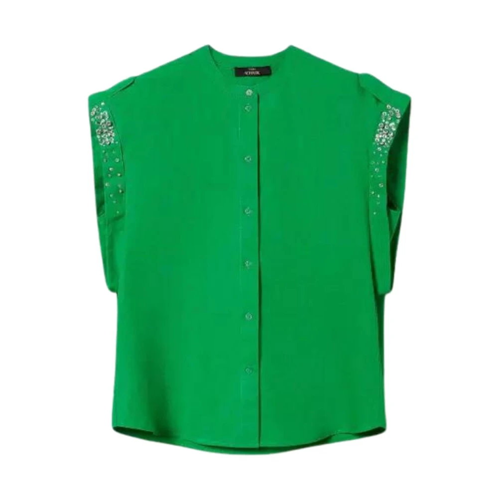 Twinset Groen geborduurd overhemd Actitude collectie Green Dames