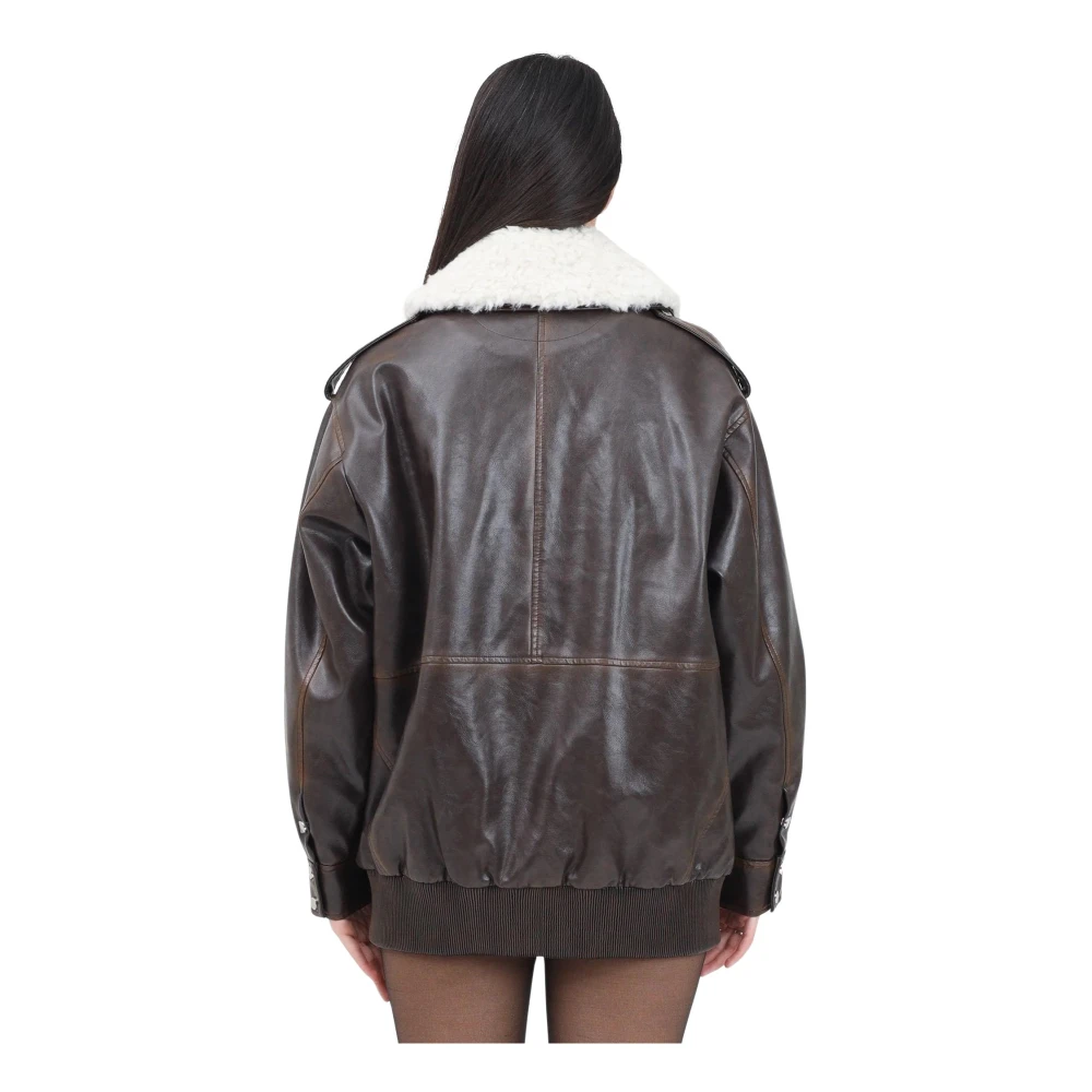 ViCOLO Bruine Winterjas met Nep Bontkraag Brown Dames