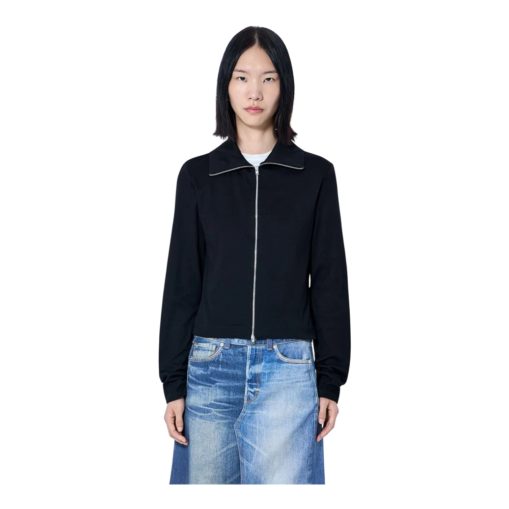 Our Legacy Black Zip-Throughs, Female, M, Slim Zip Longsleeve Top