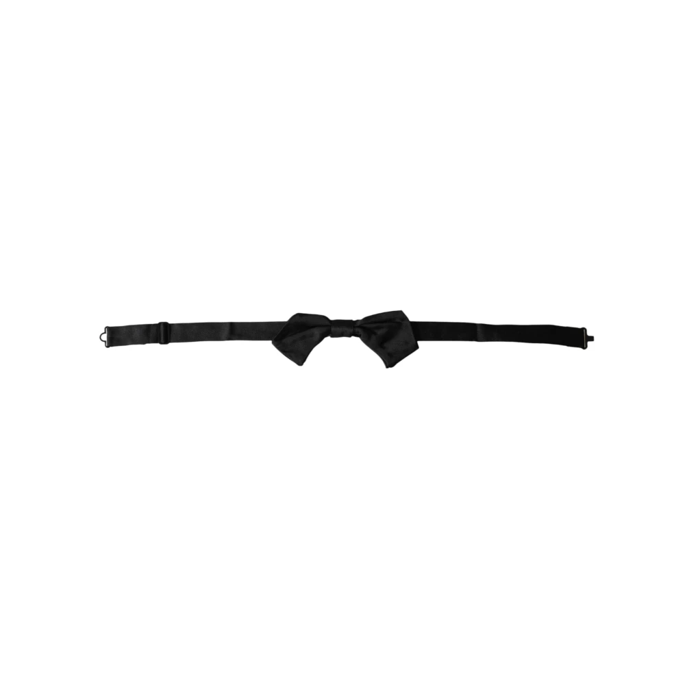 Dolce & Gabbana Black Bow Ties, Male, One Size, Satin Silk Adjustable Neck Men's Bow Tie