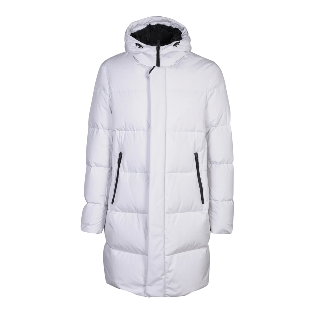 Herno Hooded Down Jacket met Trekkoord Capuchon Gray Heren