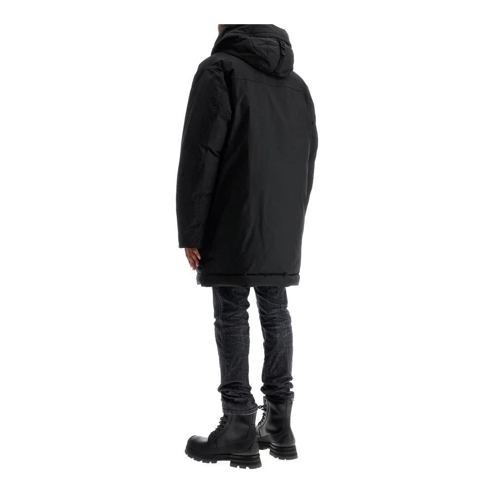 Dsquared2 Zwarte Techno Dons Parka met Capuchon Black Heren