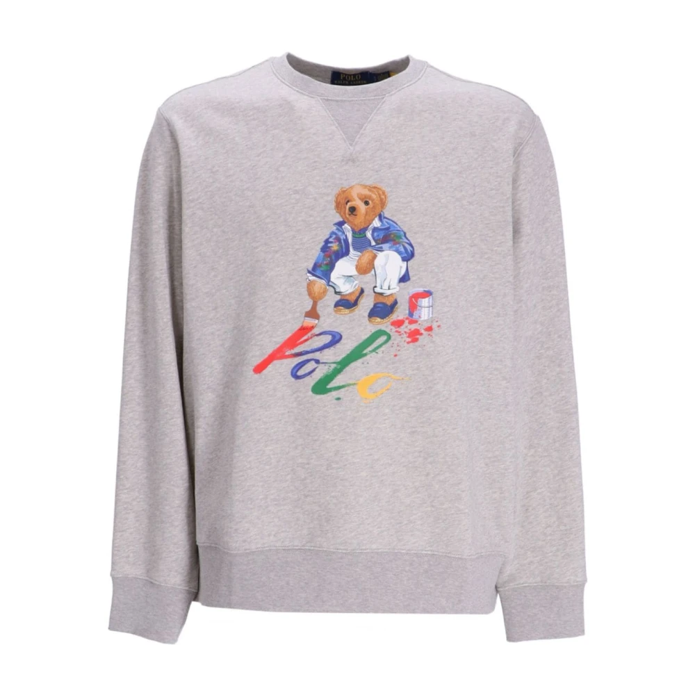 Ralph Lauren Geborduurde 'Polo Bear' Sweater Gray Heren
