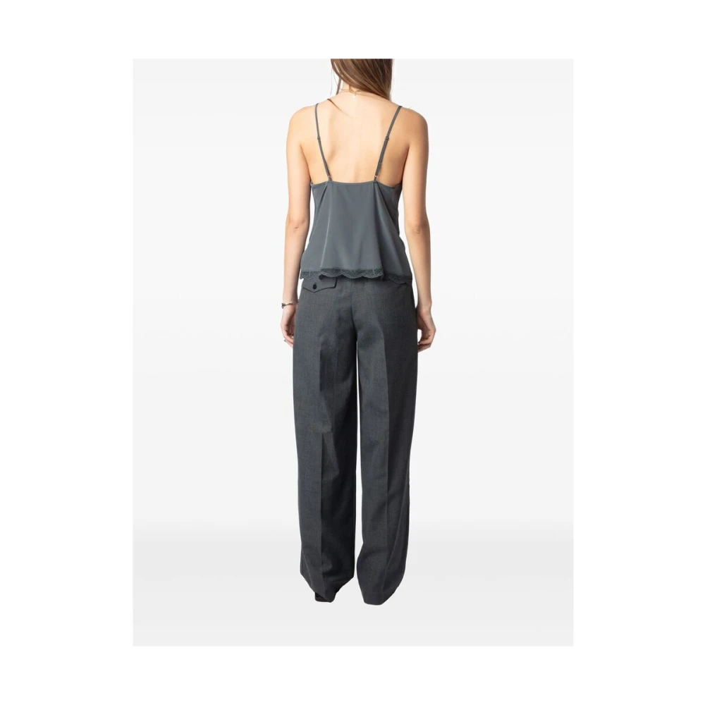 Zadig & Voltaire Doorschijnende Kant Spaghetti Strap Top Gray Dames