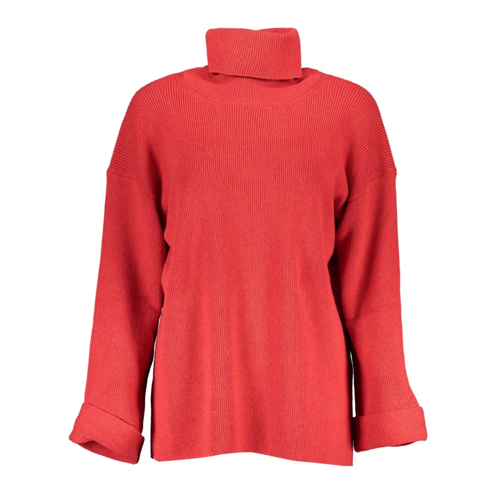Gant Women's Red Elegant High-Neck Wool Blend Sweater