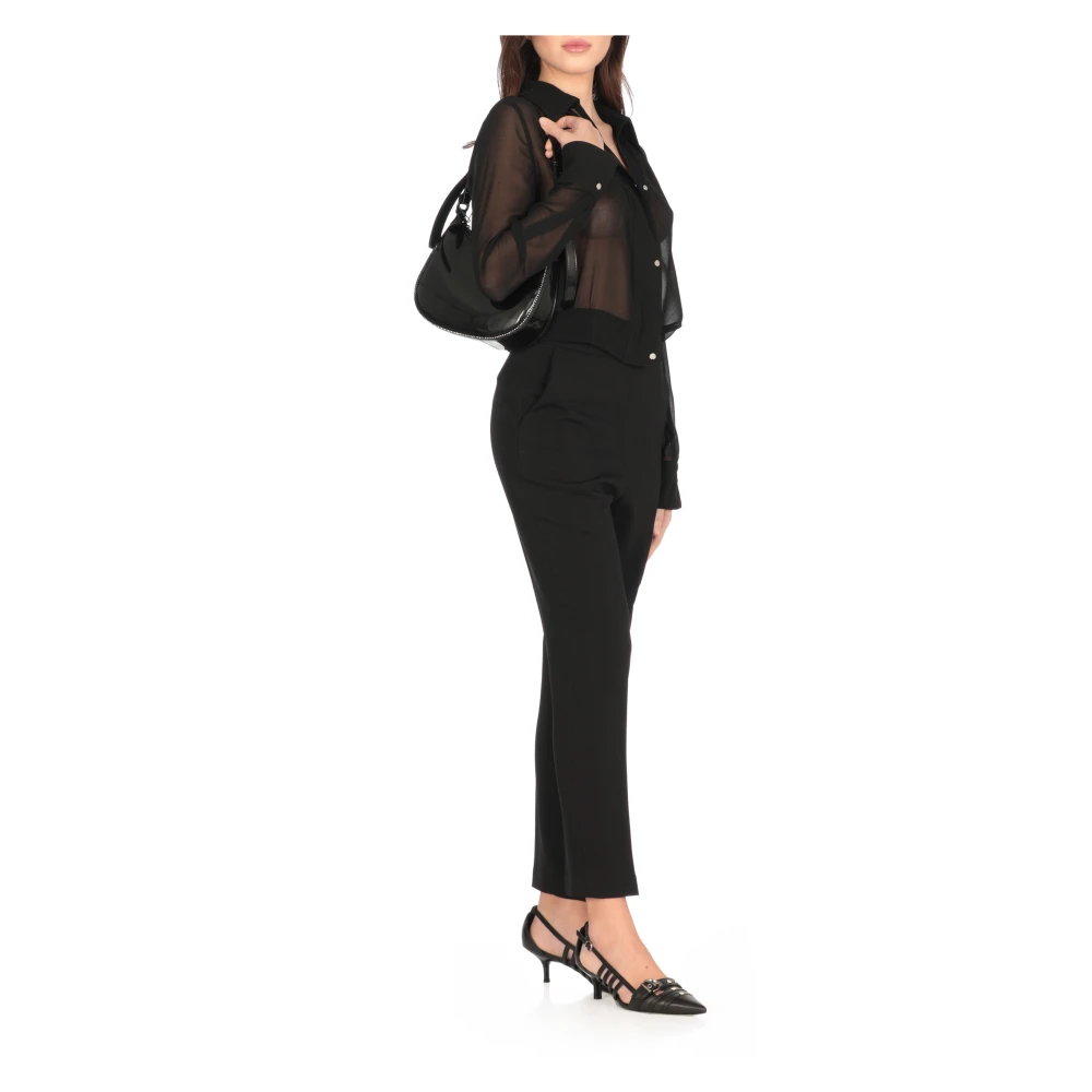 pinko Zwarte Crêpe Broek met Hoge Taille Black Dames