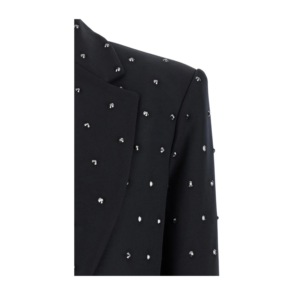 Andamane Zwarte Crystal Oversized Blazer met Strass Black Dames