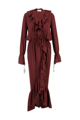 Bordeaux Silke Wrap Klänning