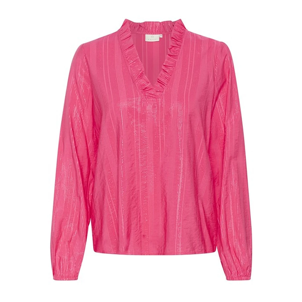 Kaffe Vrouwelijke frambozenblouse met ruchedetail Pink Dames