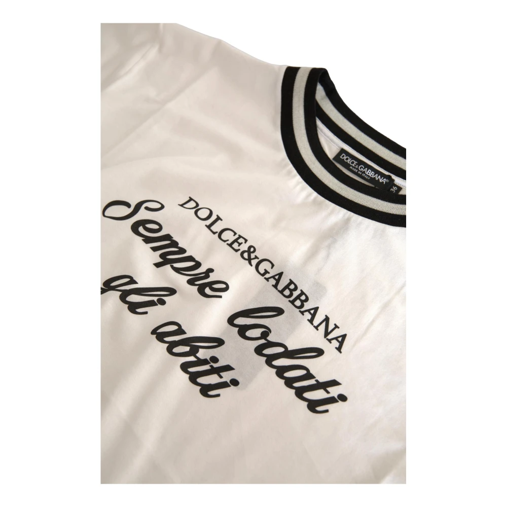 Dolce & Gabbana Authentiek Crew Neck Print T-shirt White Dames