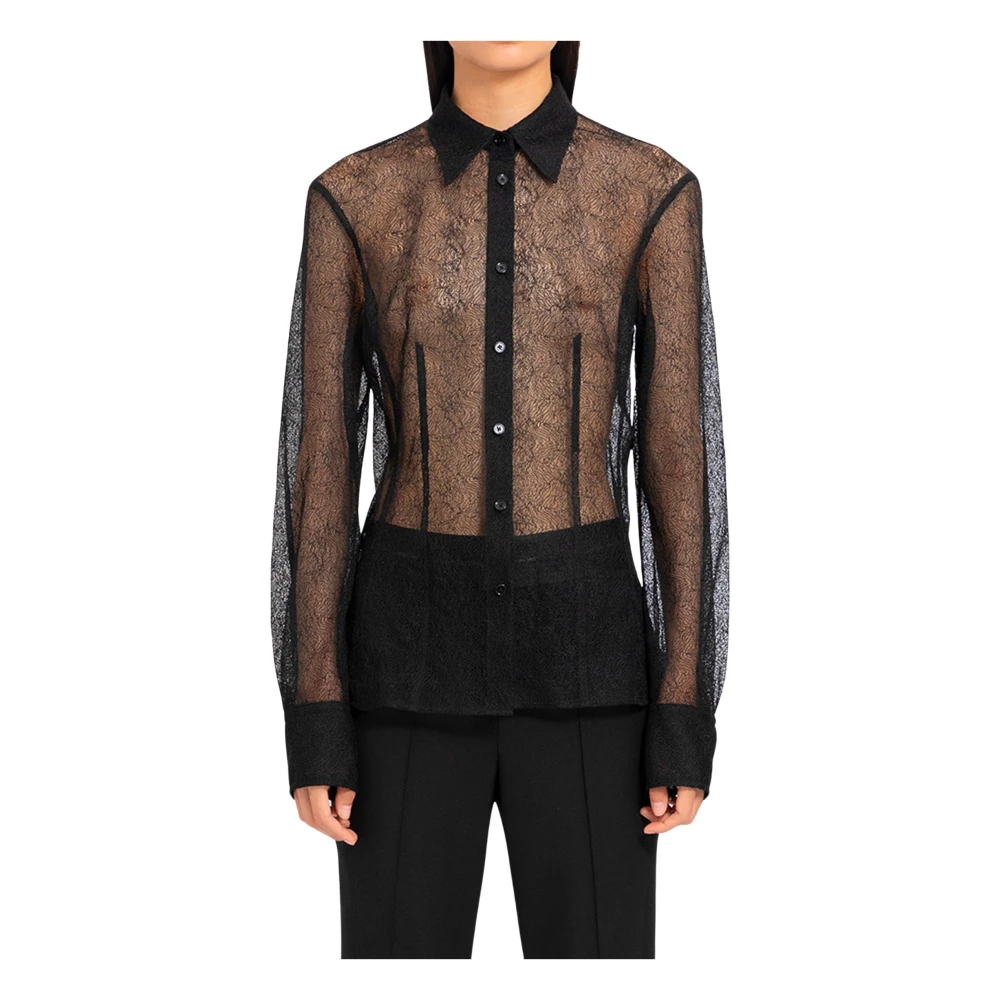 Helmut Lang Zwart Kant Darted Shirt Black Dames