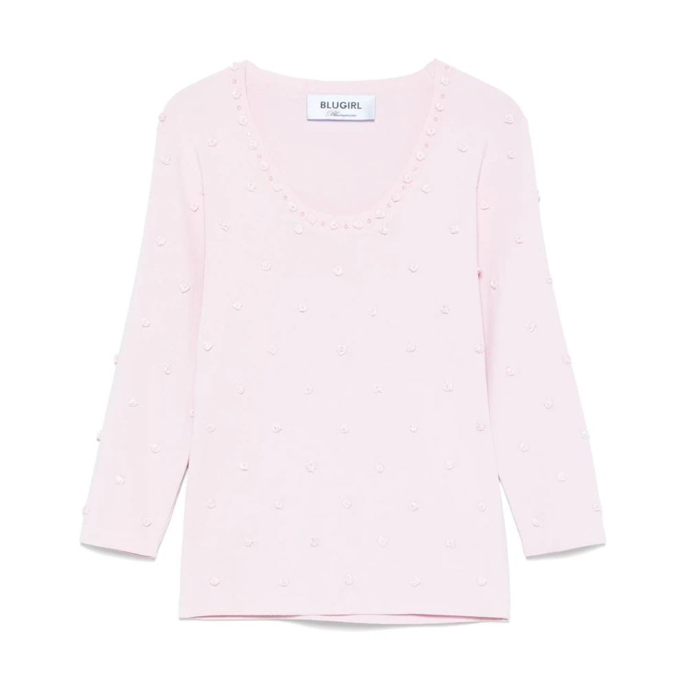 Blugirl Roze Gebreide Trui Scoop Hals Pink Dames