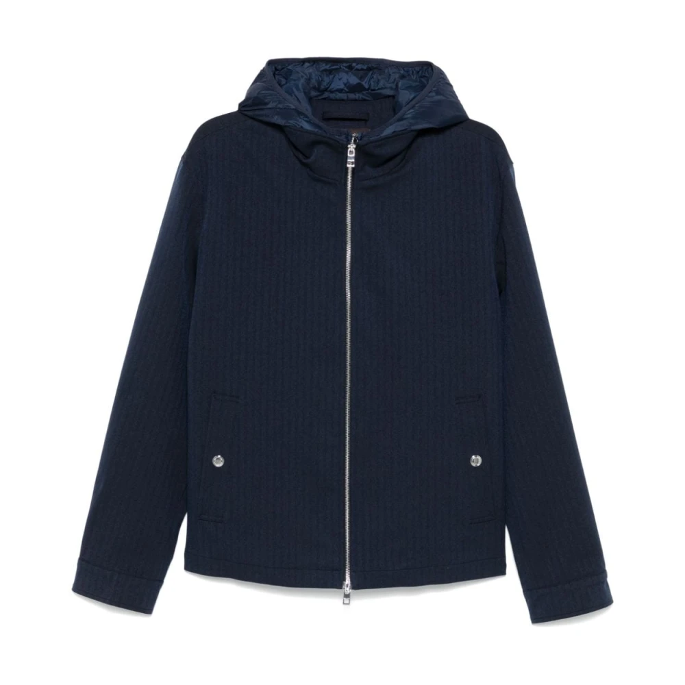 Michael Kors Blauwe Herringbone Gelaagde Jas Blue Heren