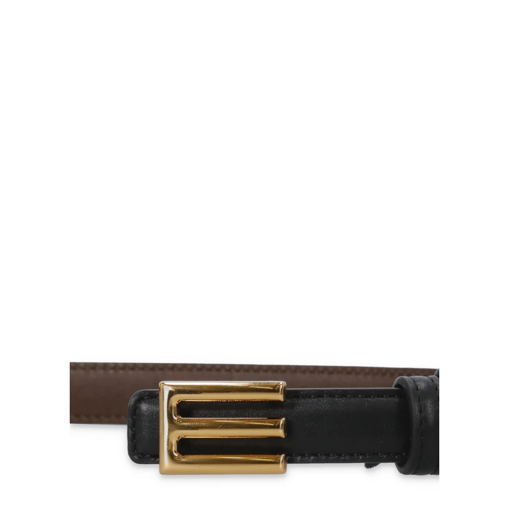 ETRO Zwarte leren riem met gouden gesp Black Dames