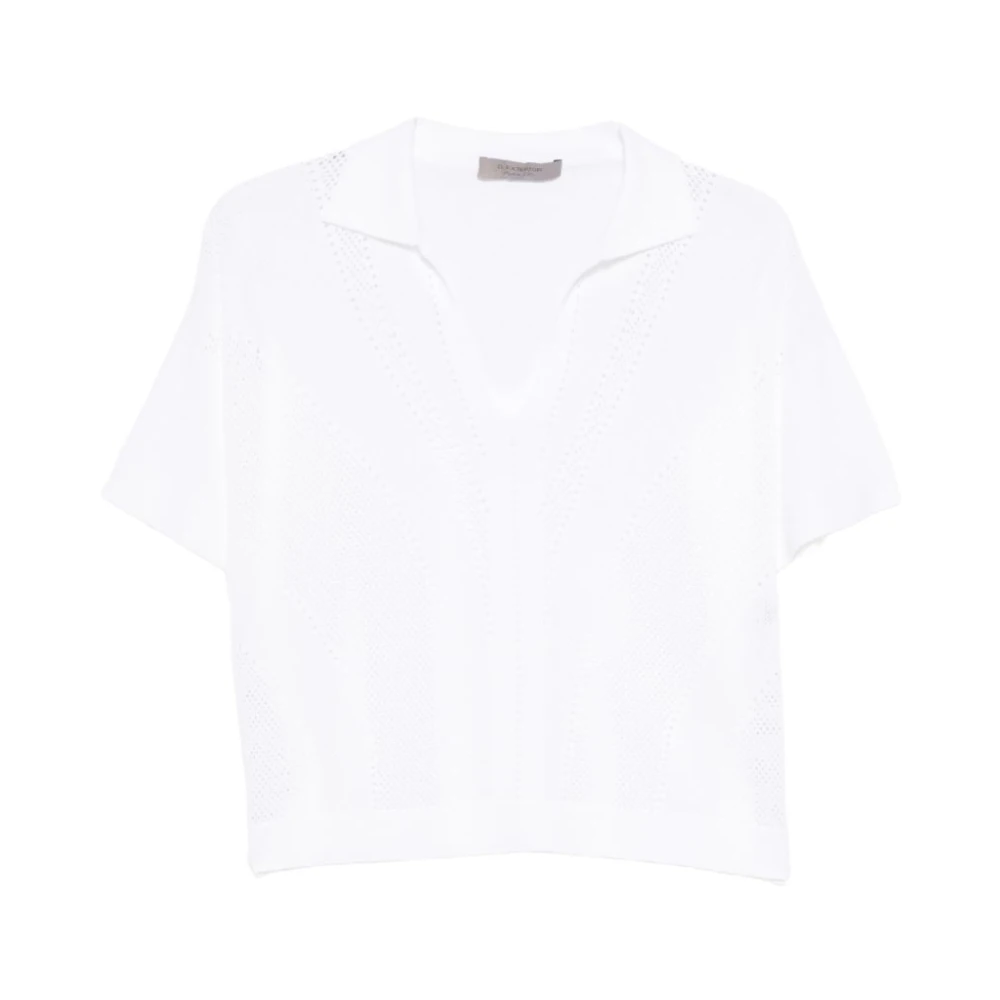 D.exterior Women's White Polo Shirts, L, Polo Shirt
