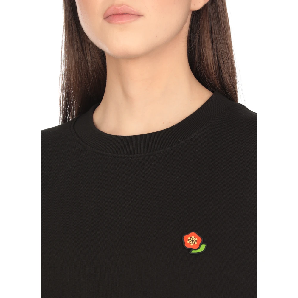 Kenzo Zwarte Katoenen Sweatshirt met Bloemenborduursel Black Dames