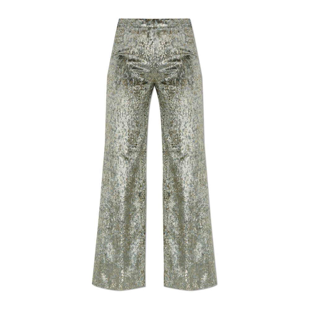 Forte Forte Women's Gray Wide Trousers, S, Velvet Trousers With Lurex Thread