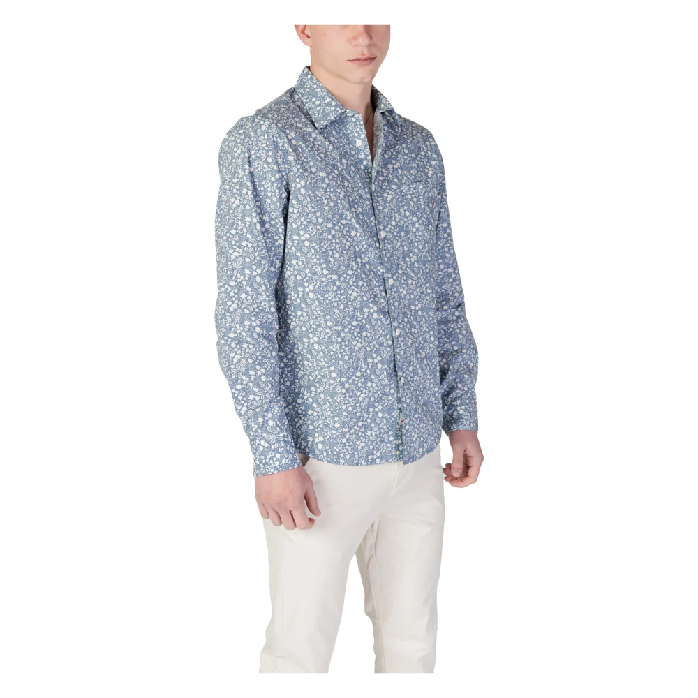 Replay Shirt met Lange Mouwen en Bloemenpatroon Blue Heren