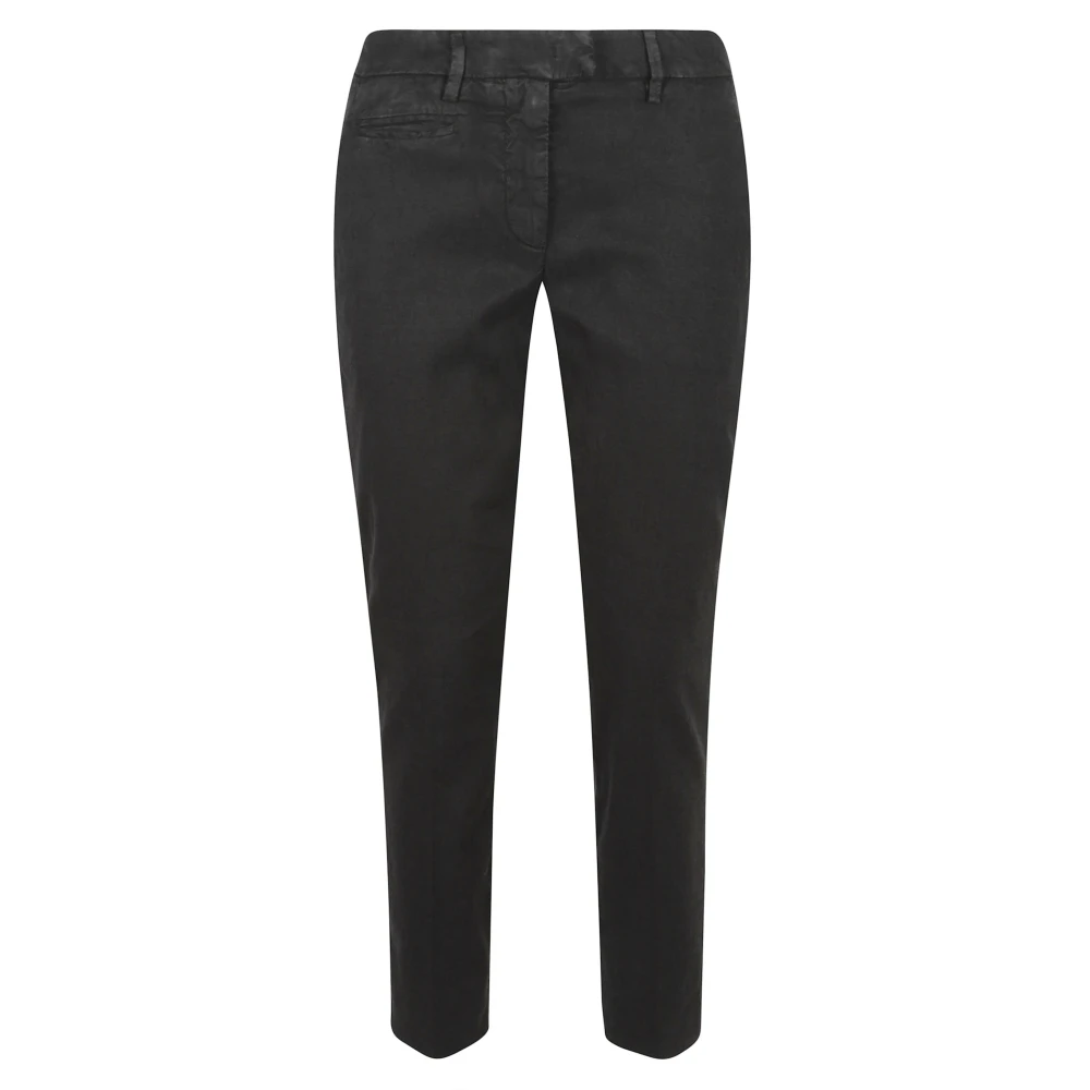 Dondup Kvinno Svart Byxor Dam, W30, Linne, Perfect Slim-Fit Byxor