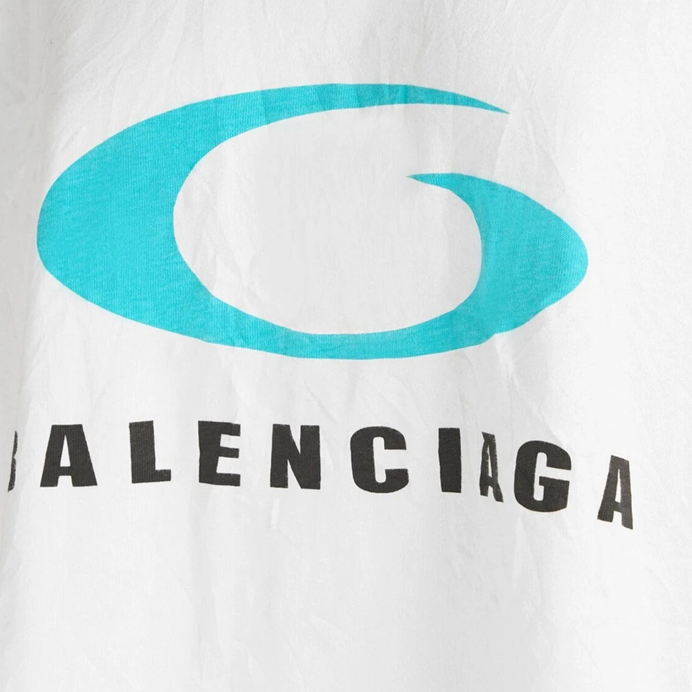 Balenciaga Icon Print Cropped T-shirt Vrouwen White Dames