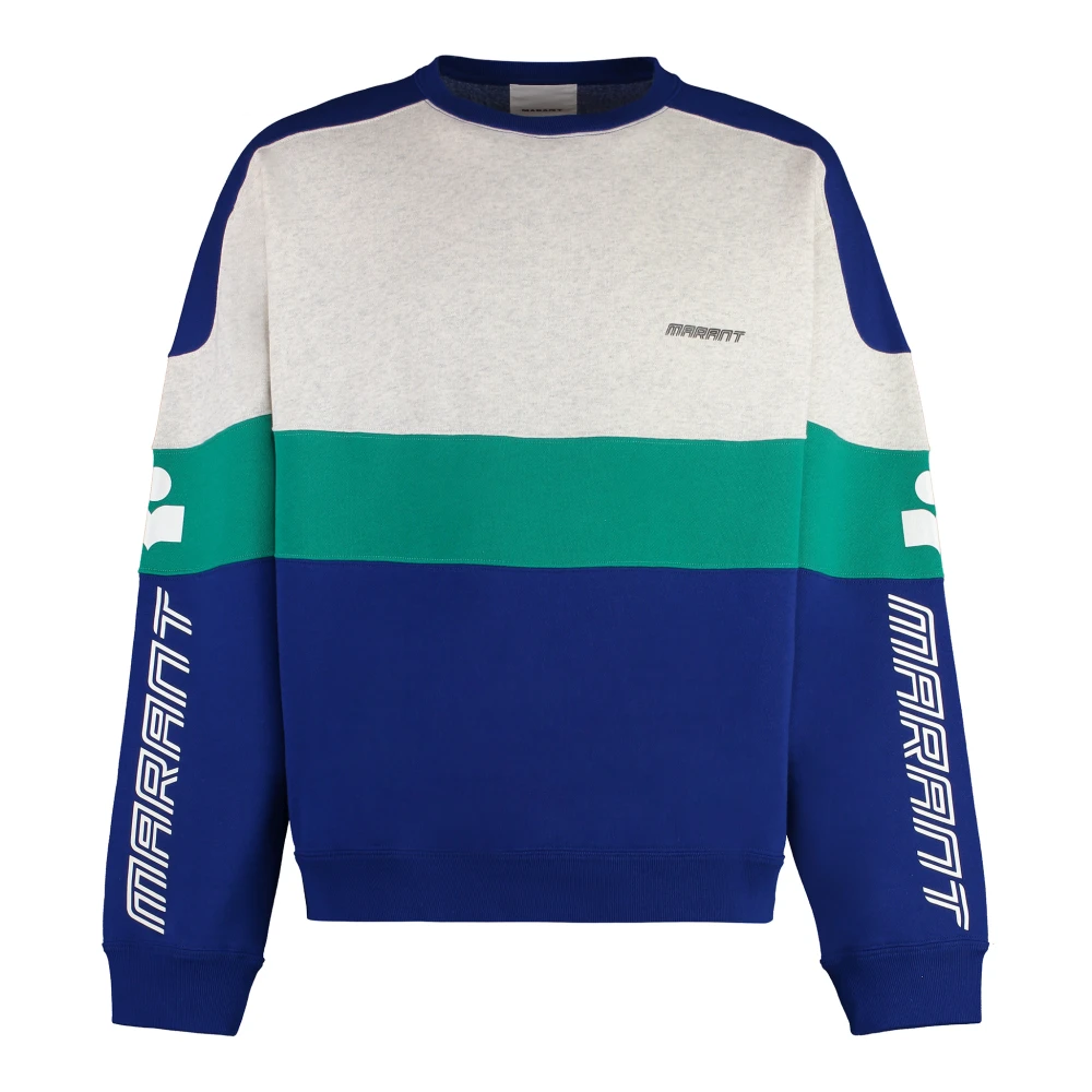 Isabel marant Katoenen crew-neck sweatshirt met geribbelde randen Multicolor Heren