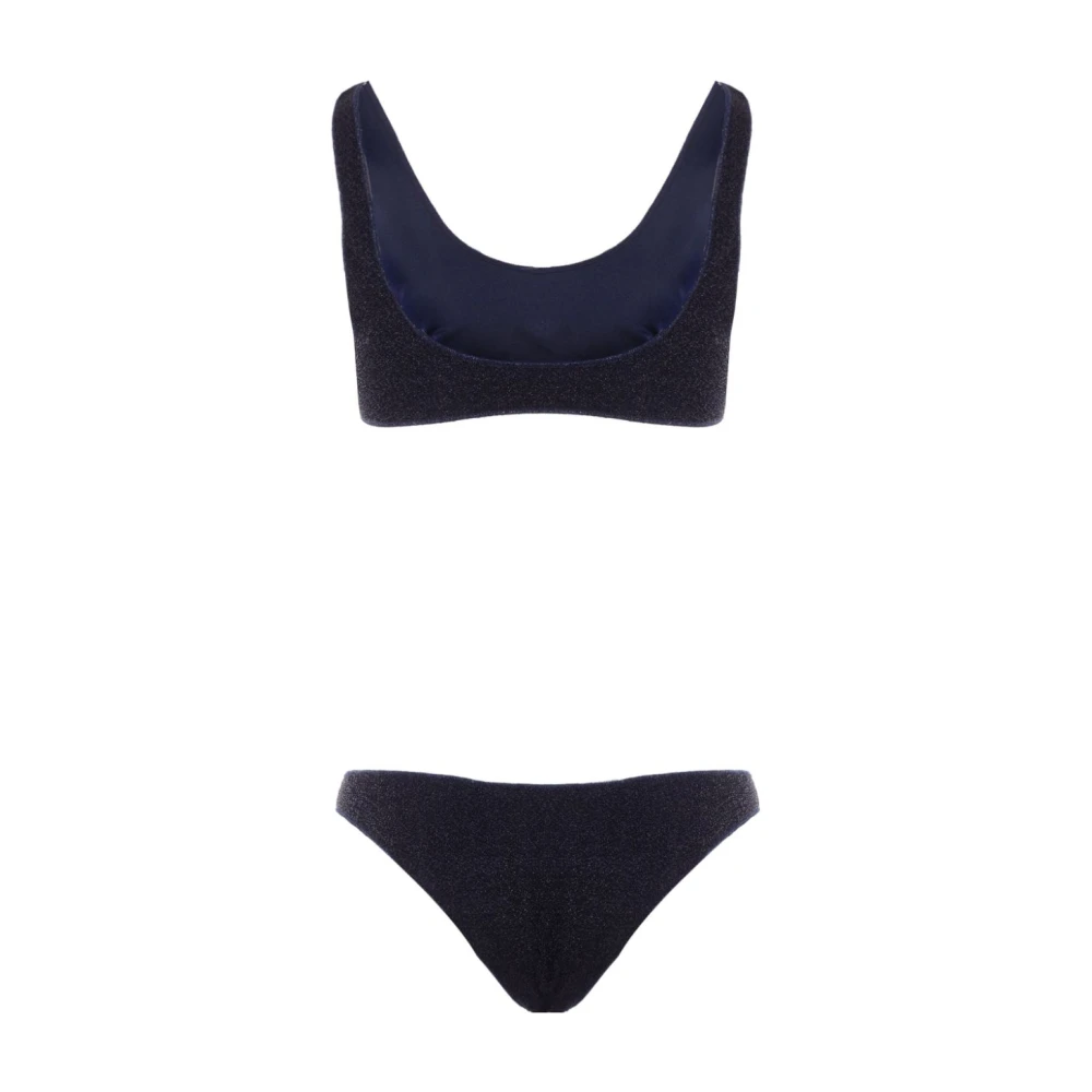 Oseree Blauwe Lurex Bikini Nachtstijl Blue Dames