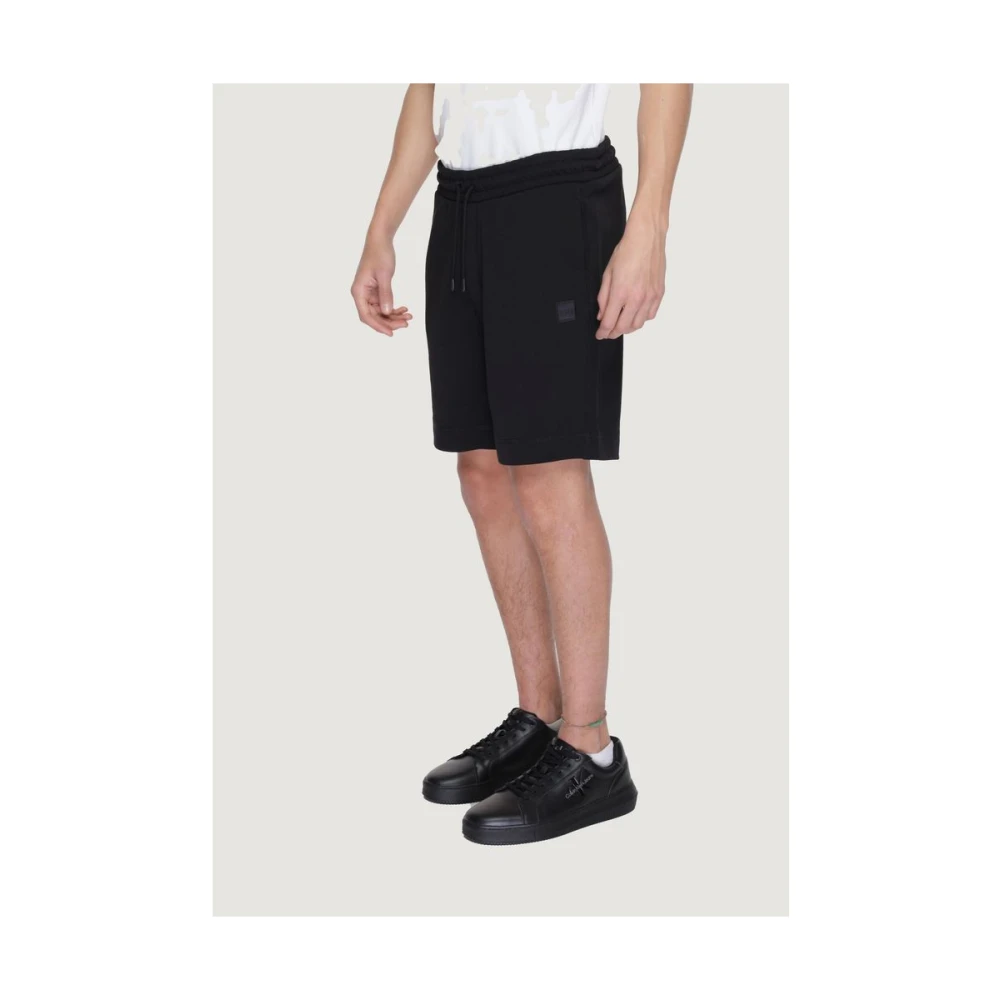 Hugo Boss Zwarte Katoenen Heren Bermuda Shorts Black Heren