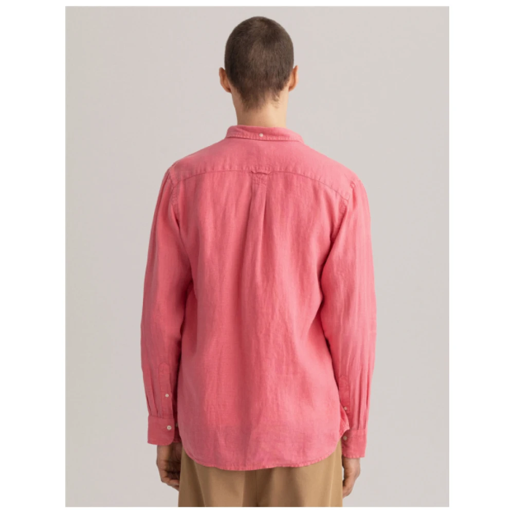 Gant Reguliere Linnen Overhemd Pink Heren