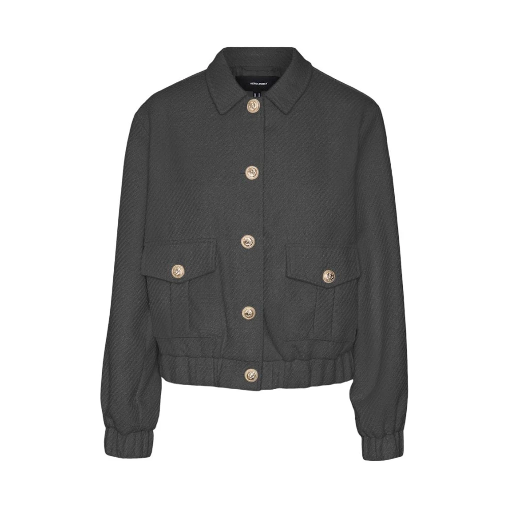 Vero Moda Korte Jas Donkergrijs Melange Freewear Grijs Gray Dames
