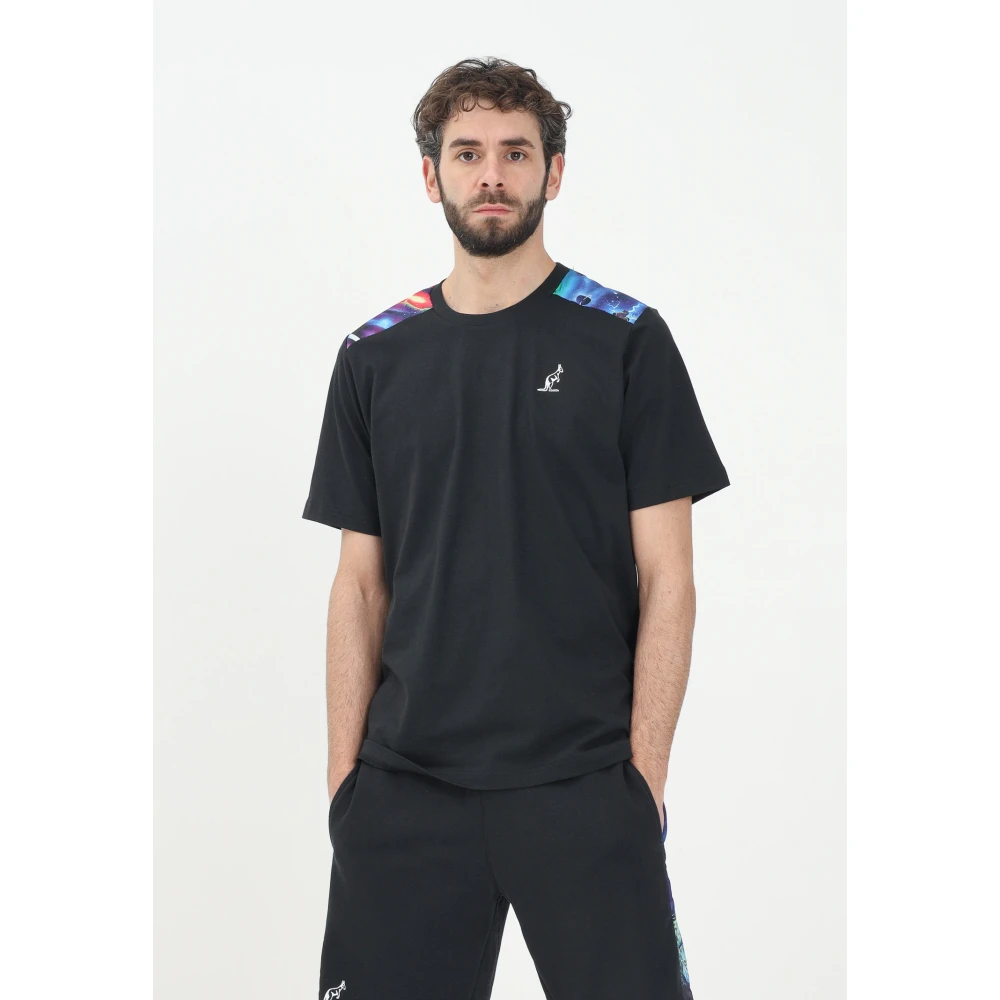 Australian Zwarte T-shirt met korte mouwen en kleurrijke schouderinzetten Black Heren