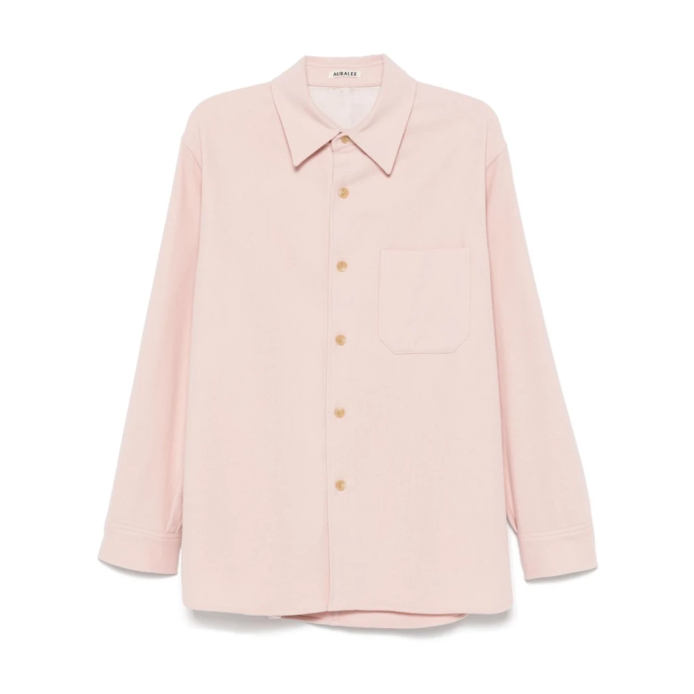 Auralee Roze wollen flanellen overhemd Pink Heren