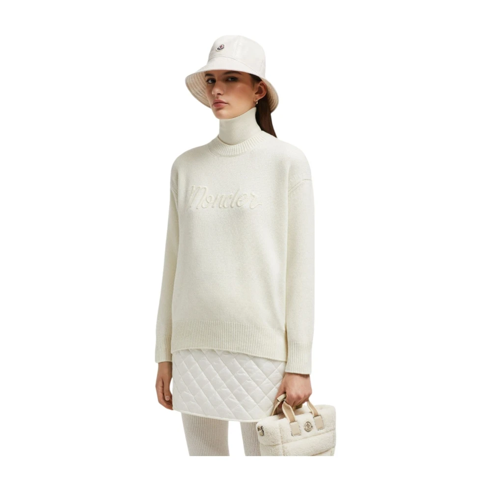 Moncler Geborduurde wol & kasjmier trui White Dames
