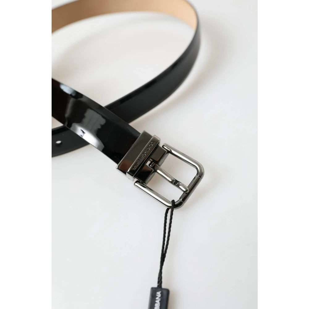 Dolce & Gabbana Elegante zwarte leren riem met metalen gesp Black Heren