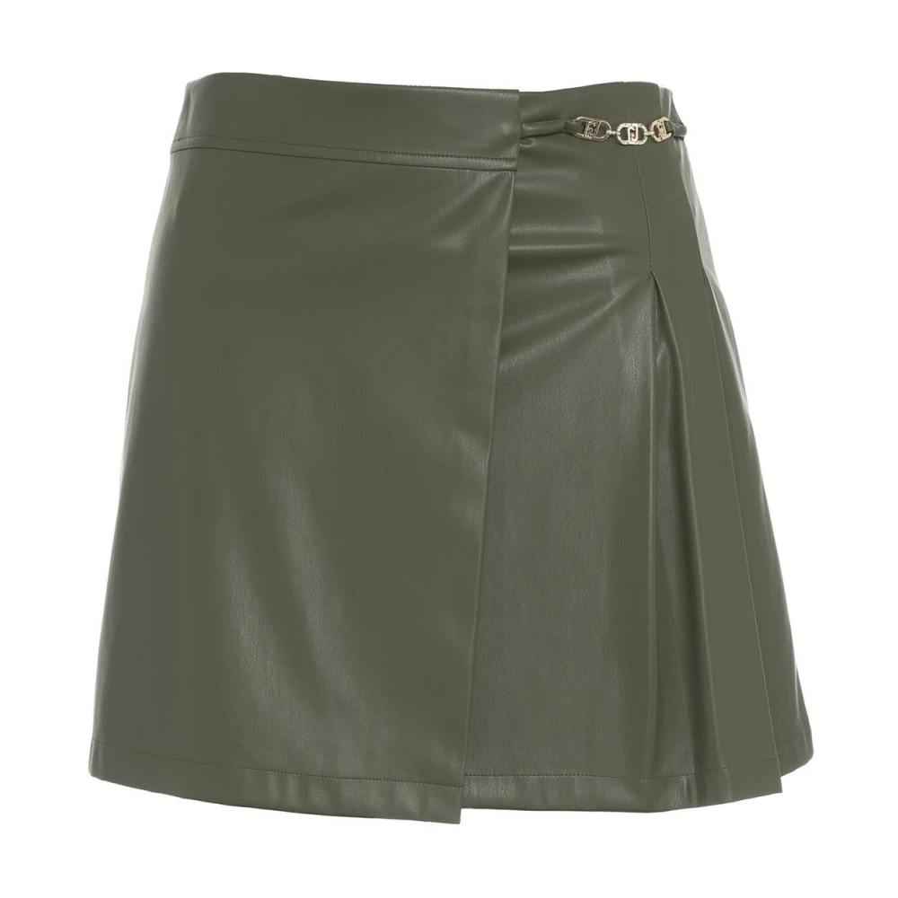 Liu Jo Glitter Mini Geplooide Imitatie Leren Rok Green Dames