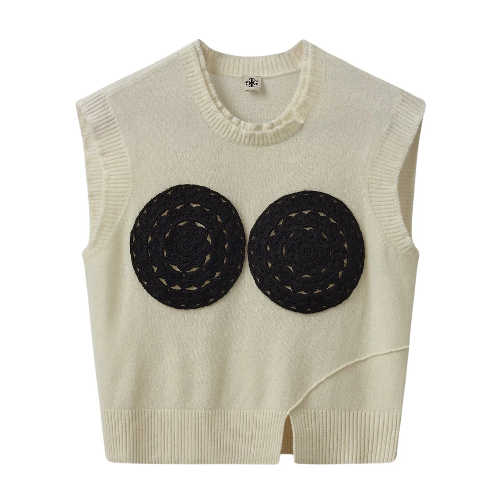 The Garment Beige Round-Neck Knitwear, Female, 2XS, Luxury Crochet Top