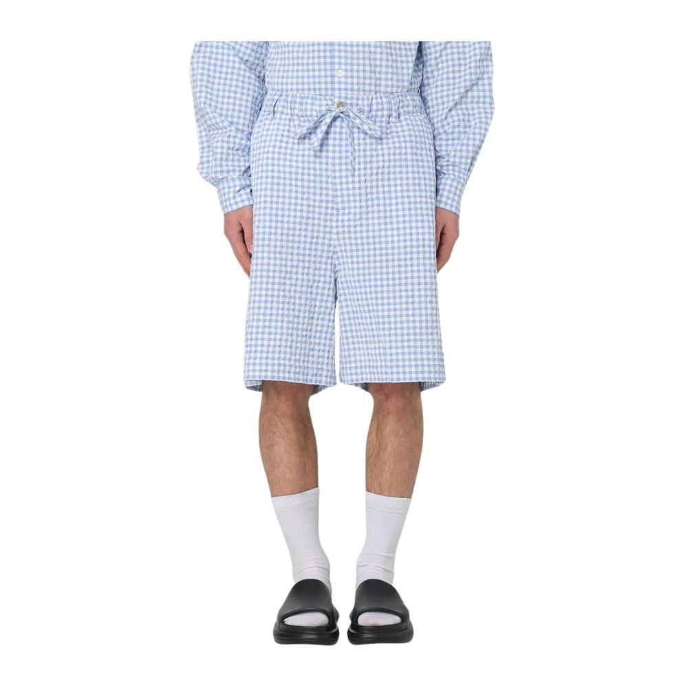 Marni Men's Blue Gingham Woven Shorts