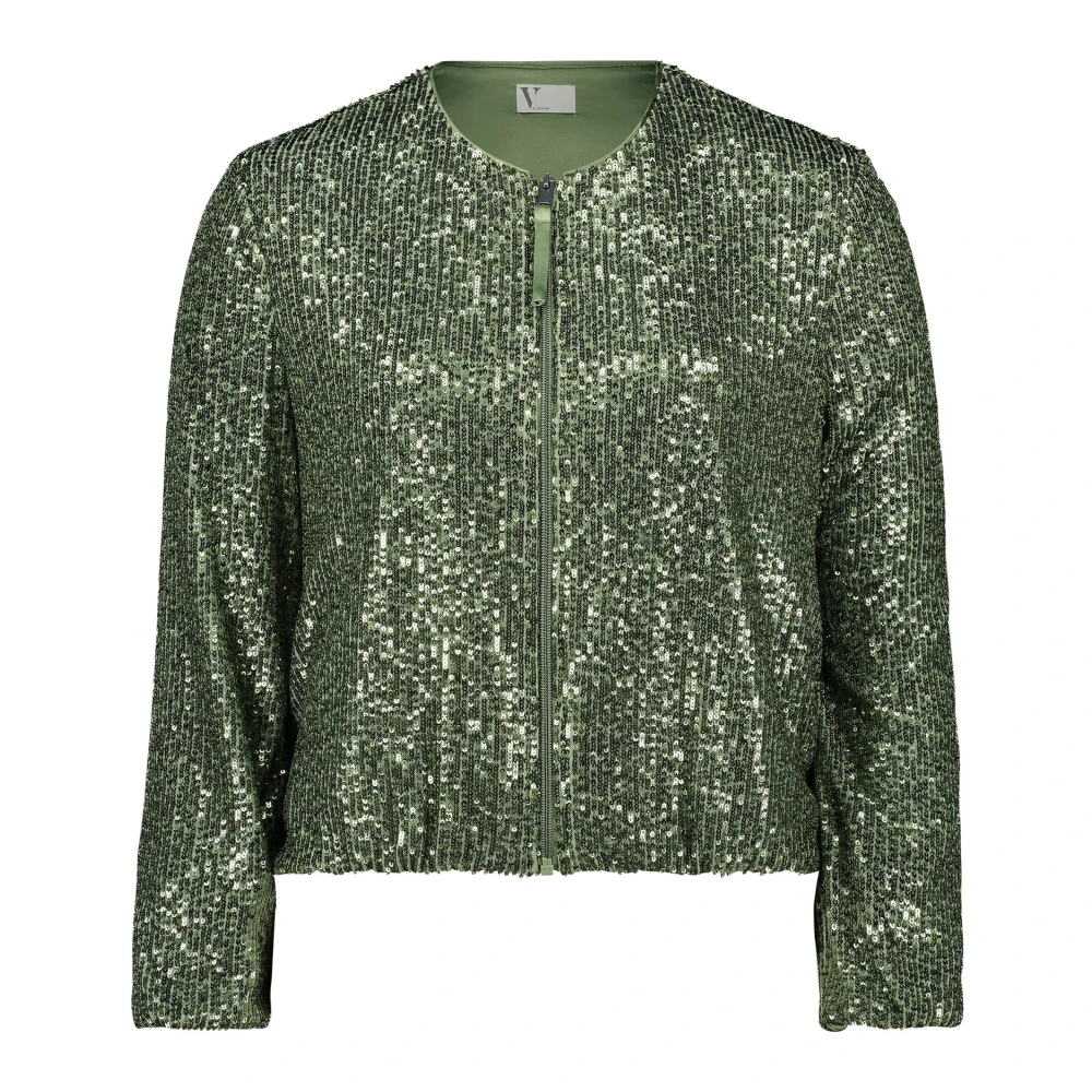 Vera Mont Pailletten Blouson Jas Green Dames