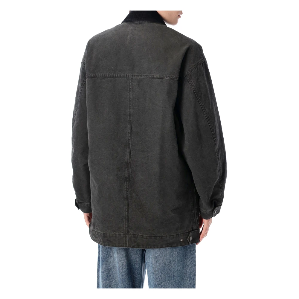 Isabel Marant Étoile Zwarte Gecoate Katoenen Jas Werkkleding Stijl Black Dames