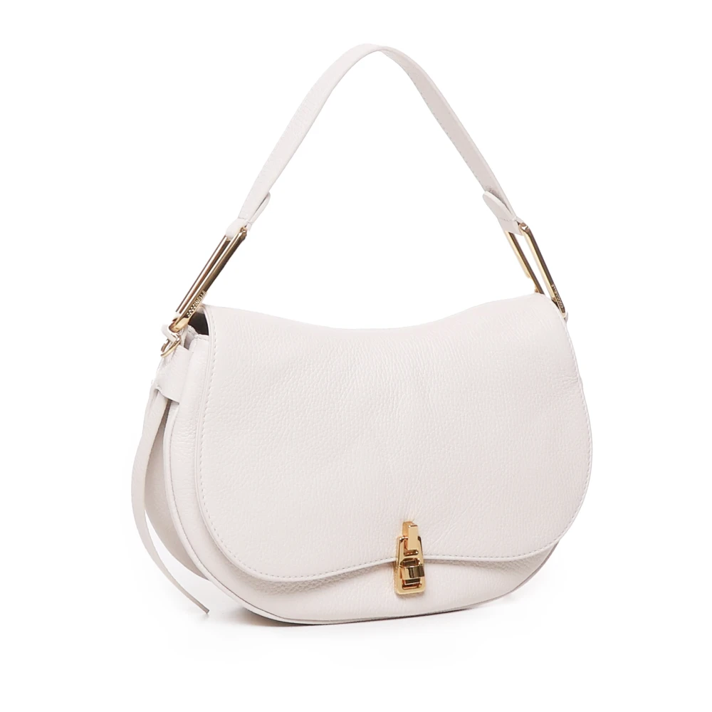 Coccinelle Witte Draaibare Sluiting Handtas 100% Runderhuid White Dames