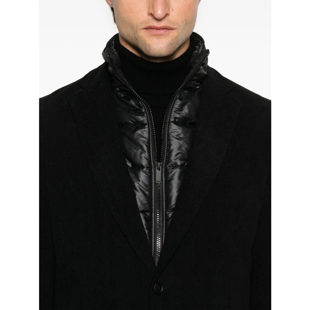 Hugo Boss Gelaagde Zwarte Ribfluwelen Jas Black Heren