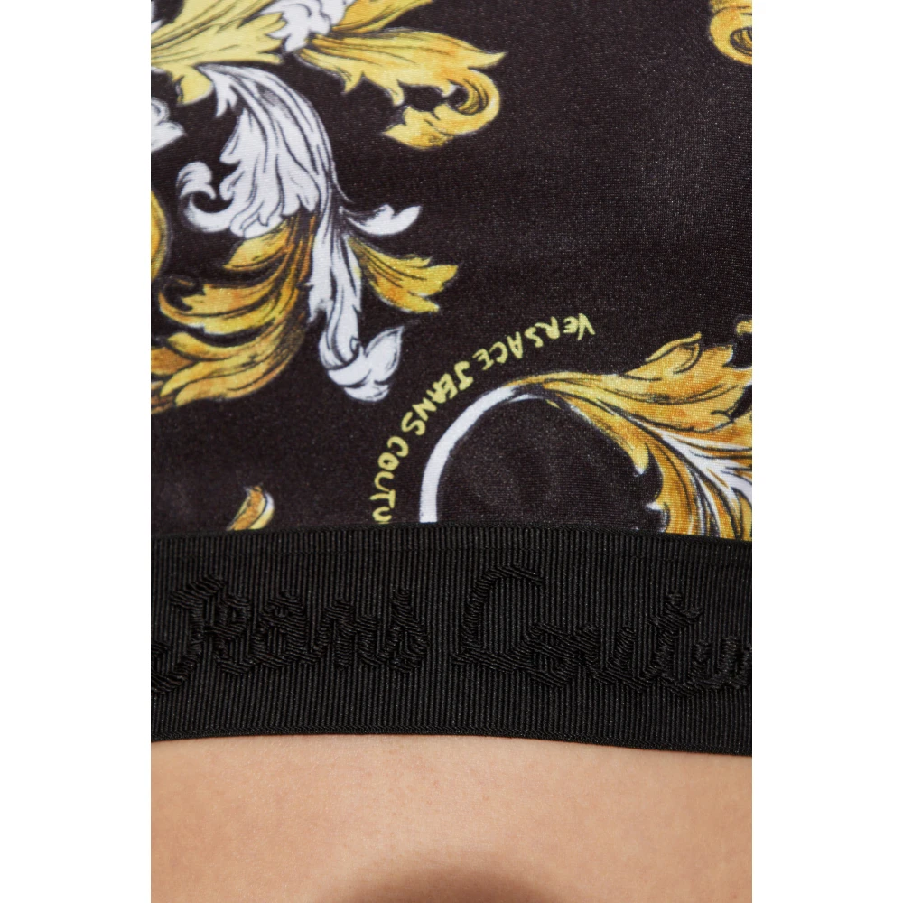 Versace Jeans Couture Korte top met Outline Barocco print Black Dames