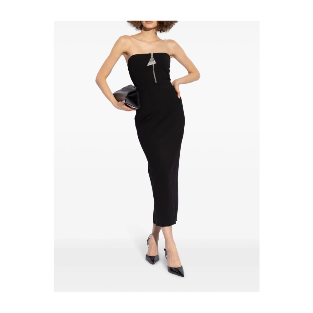 The Attico Compact Technisch Zwart Midi Jurk Black Dames