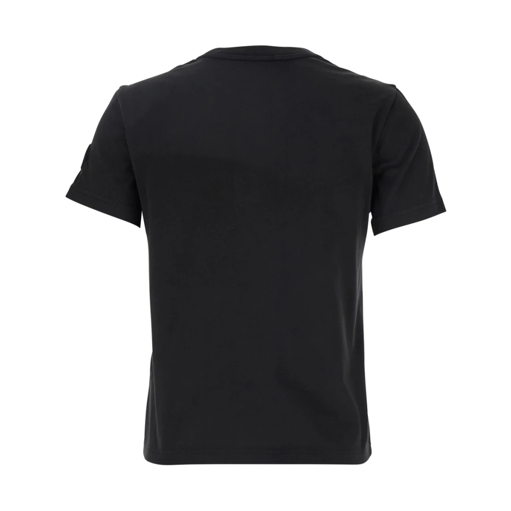Moncler Zwart Logo Geborduurd Katoenen T-shirt Vrouw Black Dames