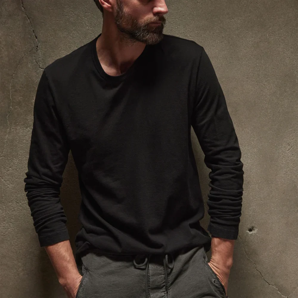 James Perse Pima Katoenen Crew Neck T-Shirt Black Heren