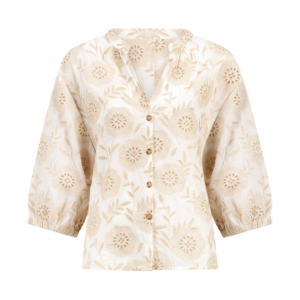 Knit-ted Blouse Korte Mouw Penny Beige Dames